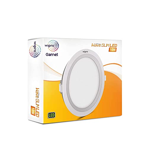 Image of Wipro Garnet 10W Round Led Wave Panel Light for Ceiling|Warm White Light (3000K)|Ultra-Slim Design|Recessed Down Light for False Ceiling|Pop Ceiling Light|Cutout - 125Mm|Pack of 6
