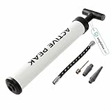 Ballpumpe Fußball, Ball Pumpe Luftpumpe mit Nadeln, Ballnadel & Luftmatratze für Volleyball, Basketball, Gymnastikball & UVM. (Weiß)