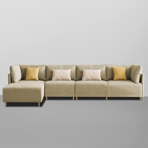 Image of Carina LHS 6 Seater L Shape Sofa Set for Living Room (Cream Fabric) Premium Fabric Sofa