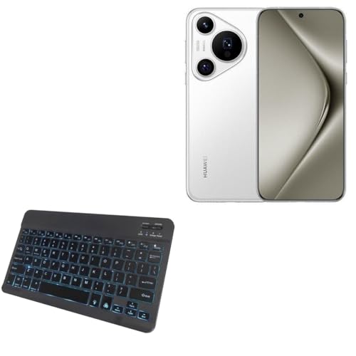 BoxWave Keyboard Compatible with Huawei Pura 70 Pro+ - SlimKeys Bluetooth Keyboard - with Backlight, Portable Slim LED 7 Colors - Jet Black