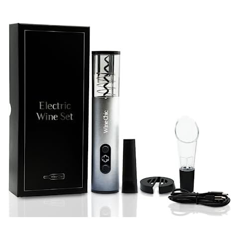 The Wine Chic Electric Wine Opener Set - Automatic Wine Bottle Opener Rechargeable & Cordless Corkscrew with Foil Cutter, 2 in 1 Aerator Pourer, Vacuum Stopper, and USB-C Charging Cover