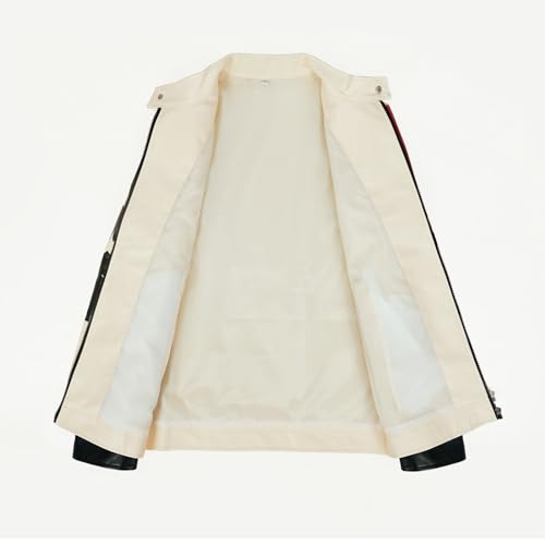 Men's Faux American Flag Leather Jacket Lightweight Casual US Outwear Coat3