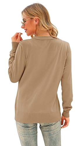 Image of VIISHOW Women Long Sleeve Button Down V Neck Lightweight Basic Knit Sweater Cardigan