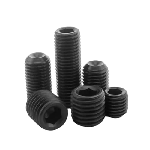 10-50PCS DIN916 六角ソケットセットスクリュー M1.6 M2 M2.5 M3 M3.5 M4 M5 M6 M8 ステンレススチール ブラック スチール カップポイント ヘッドネス グラブスクリュー(Steel with black,8MM_