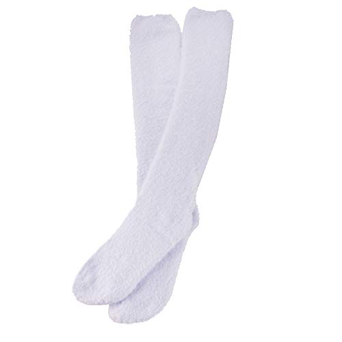 Image of BambooMN Women's Fuzzy Knee High Socks - Polka Dots and Solid Colors - 2 Sizes - 1 Pair Pack