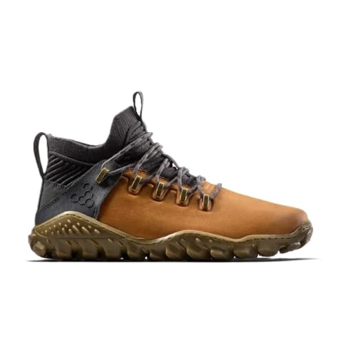 VIVOBAREFOOT Magna Forest ESC Mens, Herrenschafe, Barfußschuhe Wanderschuhe aus Leder, Outdoor Stiefel mit Michelin® Sohle – Braun, Schwarz (309082-05), Knöchelhoch, gr. 45 EU