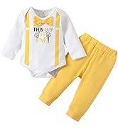 Borlai Baby Boy My 1st Birthday Outfit Cake Smash Short Sleeve Bow Tie Romper Suspenders Strap Pa...