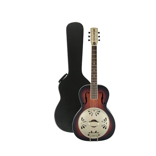 Gretsch G9241 Mahogany Round Neck 6-String Acoustic-Electric Resonator Guitar, Right Hand (2-Color Sunburst) Bundle with Protective Hard Shell Wood Finish Case (Black) (2 Items)