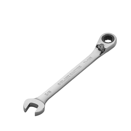 Image of BLACK CANYON 3 /8 Inch Ratchet Combination Wrench, 12-Point Box End & Hex Opening, Polished Steel Ratcheting Wrench with SAE & Metric Sizes