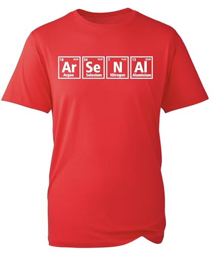 Arsenal Periodic Table   Camiseta de fútbol inspirada en la ciencia para los fanáticos, rosso, L