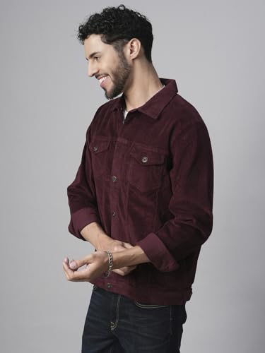 Image of PRONK Teddy Lined Corduroy Jacket - Wine