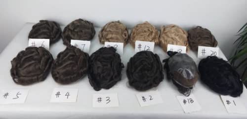 Miniatura 6 de Amiable toupee para hombres piel fina suave PU con encaje frontal de 1.5 pulgadas 8 x 10 pulgadas, 0.002 in, cabello humano virgen europeo, piezas