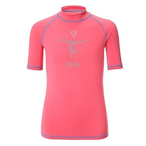 Gymnastiek Meisjes Kids Gepersonaliseerd Rash Vest – UV-bescherming, Rash Guard, sneldrogend, platte naden, rekbare stof…