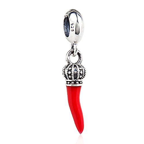 Red Horn Charm 925 Sterling Silver Crown Charm Red Pepper Charm Chilli Charm for Bracelet2