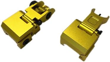 Aluminum Gold Color Iron Sights BUIS Front and Rear Flip Up for Picatinny/Weaver