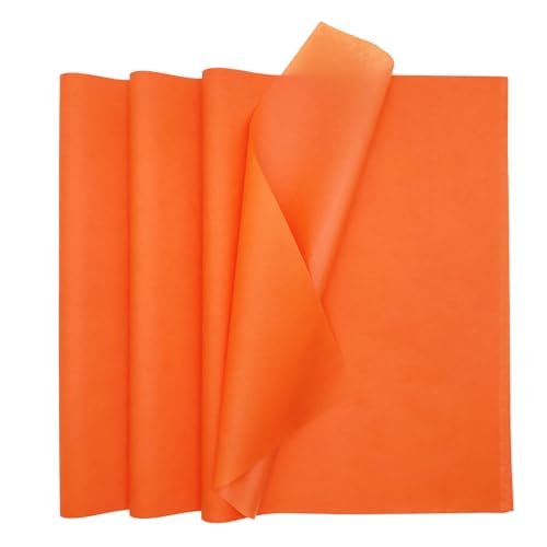 60 Blatt Orange Seidenpapier, Transparentpapier, Krepppapier, für Basteln, Verpacken, Geschenkpapier für Geburtstag, Hochzeit, Weihnachten, Halloween (50x70cm)