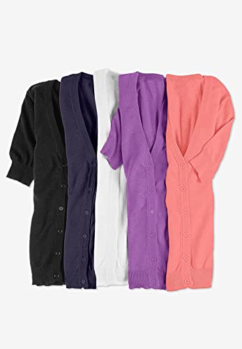 Woman Within Plus Size Lightweight Short Sleeve V-Neck Cardigan4
