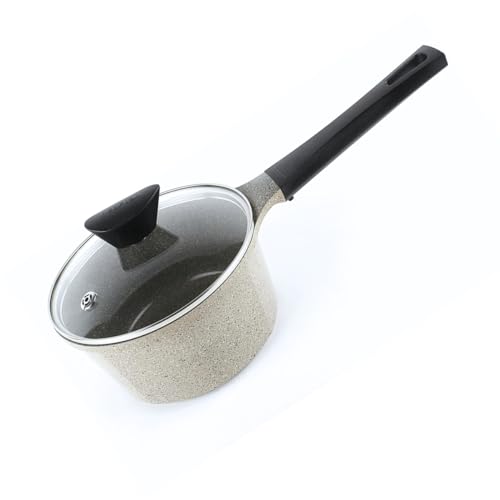 Kitchen Nonstick 2QT Saucepan with Lid, Healthy Cooking Melting Warming Milk Boiling Cookware with Handle, Non-Stick Ceramic Coating Sauce Pot, Marble Color, Dishwasher Safe, Made in Korea (7
