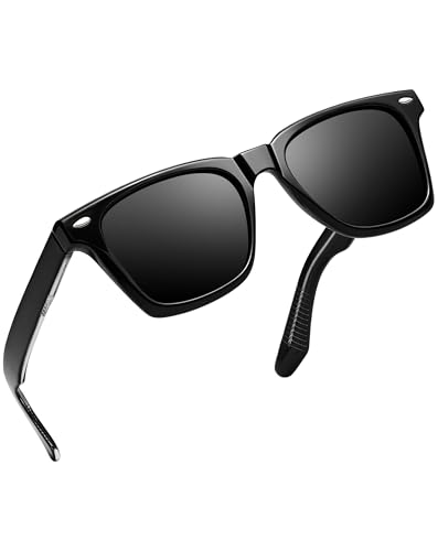 Joopin Square Sunglasses Polarized UV Protection Trendy Acetate Sun Glasses for Men Women Driving Beach (Black)
