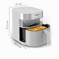 Tefal Easy Fry Infrared Heißluftfritteuse, bis zu 99% weniger Fett, Infrarottechnologie, 7 Liter, digitales Bedienfeld, Sichtfenster, Auto-Off, Warmhaltefunktion, spülmaschinenfest, Weiß, EY831GE0 – Ansicht 2