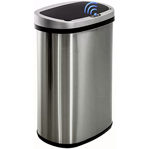 Caneca de basura automática ovalada 13 galones acero inoxidable