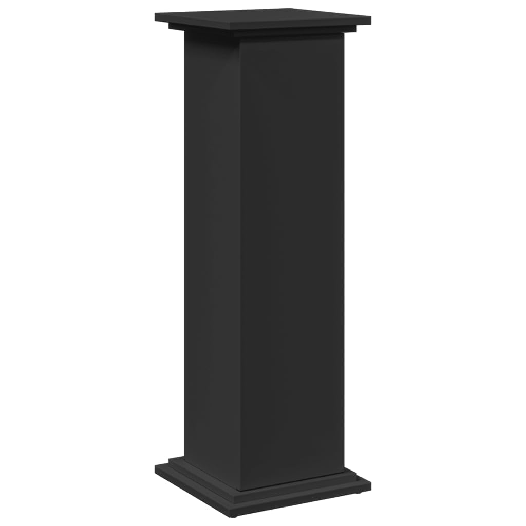 Vidaxl Black Display Stand - 3-Tier Engineered Wood Plant Shelf With Storage Compartments - 31X30x90cm