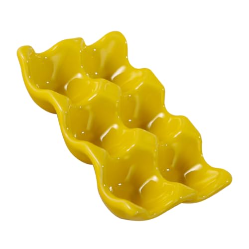 BEBEMOKO 1pc Egg Tray Eggs Dispenser Porcelain Red Refrigerator Egg Plate Refrigerator Egg Holder Egg Organizer Reusable Egg Cartons Egg Holder Dish Decorative Egg Dispenser Ceramics Yellow