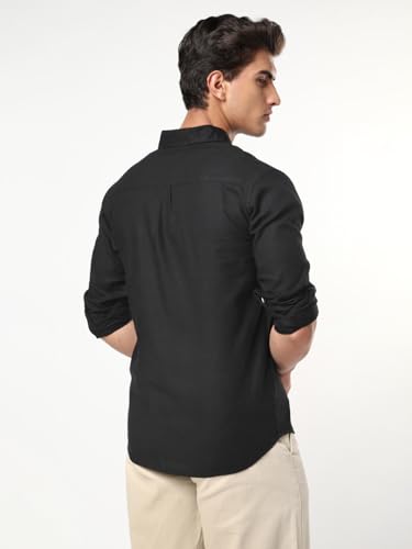 Image of Urbano Fashion Men's Linen Blend Full Sleeve Relaxed Fit Casual Solid Shirt