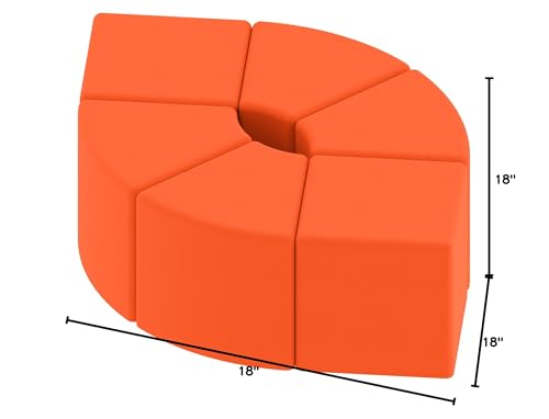 Image of Sprogs 12 inch H Structured Cube Stool -Flexible Modular Collaborative Soft Seating for Office, Home, Lounge and School Classrooms with Durable Frame & Set of 6 inch Legs Add-on -Orange