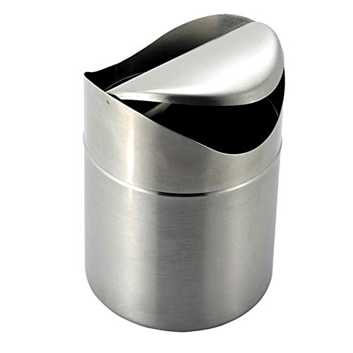 Pequeña caneca de basura de acero inoxidable con tapa miniatura 6