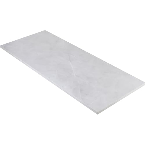 Kaboon Universal Tabletop 55"x23.62", Solid One-Piece Melamine Table Top, Double Desk L-Desk DIY, Home and Office Countertop, White Rock