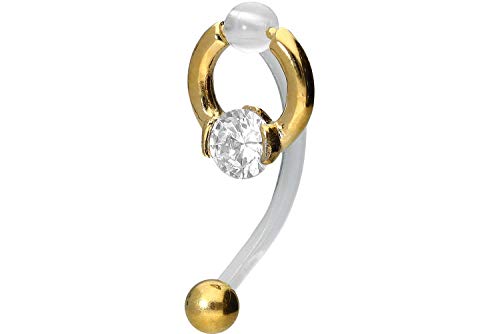 PIERCINGLINE PMFK Bananabell + Chirurgenstahl Design RING + 5 mm KRISTALL Piercing Intimbereich Bauch Goldfarben PIERCINGLINE PMFK Bananabell + Chirurgenstahl Design RING + 5 mm KRISTALL Piercing Intimbereich Bauch Goldfarben