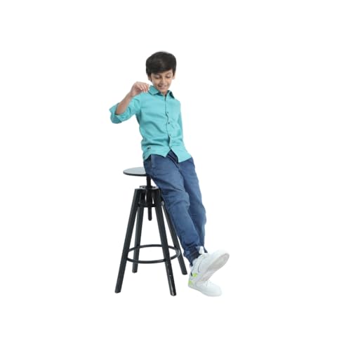 Image of Red Nine Rocket Science Boys' Solid Satin-Finish Poly Cotton Shirt | Single Pocket, Spread Collar, Long Sleeve, Casual