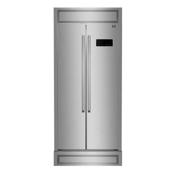 Forno Salerno 33" With Trim Kit for Built-in Stainless Steel Refrigerator 15.6 cu. ft - With Modern Decorative Grill - 37" Wide on Fridge.com