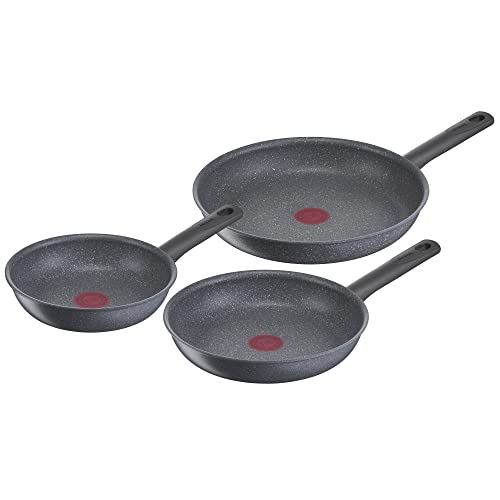 Tefal Natural On Pfannenset 3-teilig 20/24/28 cm, Mineralia+ Antihaftversiegelung, Thermo-Signal,...