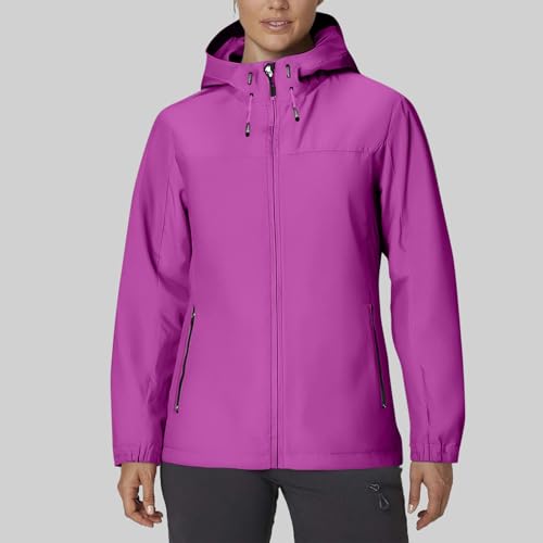 Rain Jacket Women Waterproof Lightweight Hooded Raincoats Fall Zip Up Outdoor Hiking Windbreaker With Pockets2