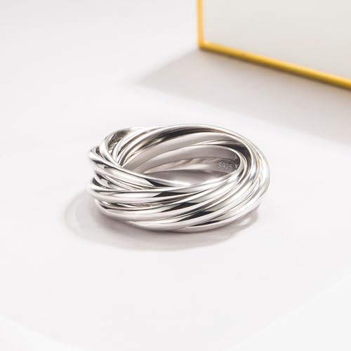 Dankadi Minimalist 925 Sterling Silver Interlocking Silver Rings-Women Stacking Cross Rings in Silver/Gold-Three/Five/Nine Row Ring Size 5#-13#-Promise Ring Jewelry for Love Gift (Silver 9 Ring, 7) by Dankadi - Used condition - Image 8
