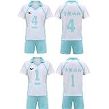 AwwwCos Cosplay Costume Aoba Johsai High School Volleyball Uniform Jersey Shirt Shorts Full Suit Unisex No.1 Blue