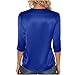 Spring Tops for Women 3/4 Sleeve Shirts Round Neck Loose Casual Blouses Solid Color Satin Silk Tshirts Spring Summer Outfits Blue