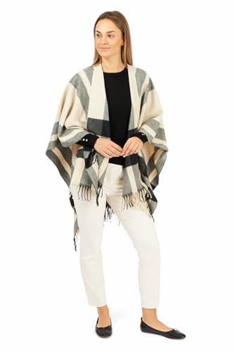 Image of Women's Shawl Wrap Poncho Ruana Cape Cardigan Sweater Open Front for Fall Winter Spring