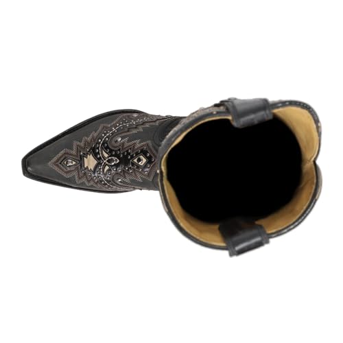 Corral Boots Mens Black Overlay Embroidered Studded Snip Toe Casual Boots Mid Calf - Black4