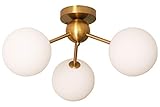 BAODEN 3 Lights Modern Globe Semi Flush Mount Ceiling Light Mid Century Sputnik Chandeliers with...