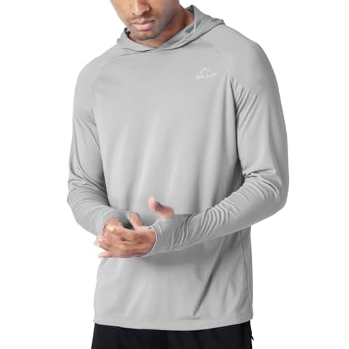 Willit Men’s Sun Shirts UPF 50+ Rash Guard Long Sleeve Sun Protection Hoodie SPF UV Fishing Lightweight Athletic Running