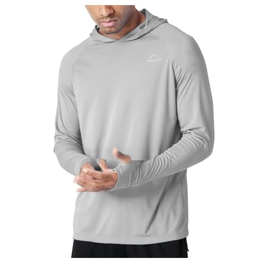 Willit Men's UPF 50+ Sun Protection Hoodie Shirt Long Sleeve SPF Fishing Outdoor UV Shirt Hiking Lightweight Gray L