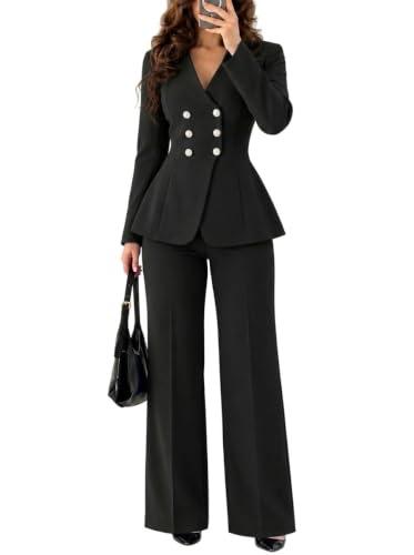 Kafiloe Pant Suits for Women Dressy Business Casual Outfits Black L