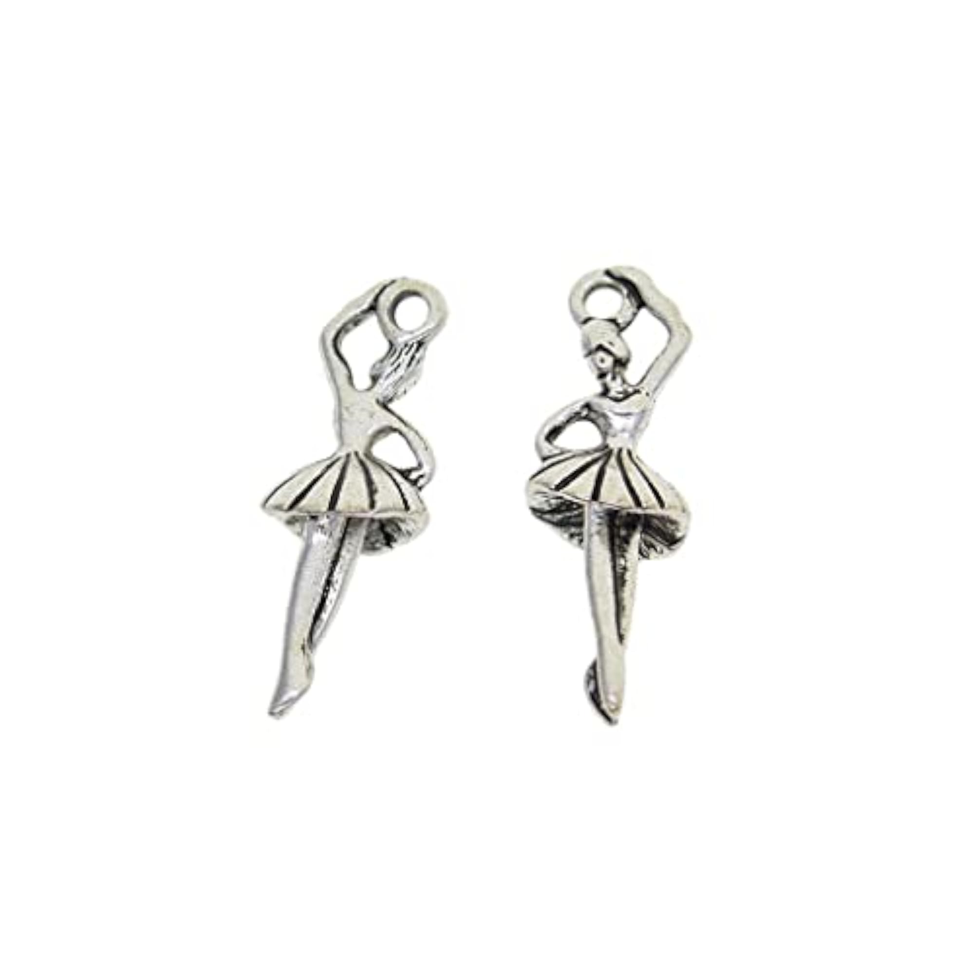 30 Pieces Tibetan Silver 3D Ballet Shape Charms Dangle Pendants