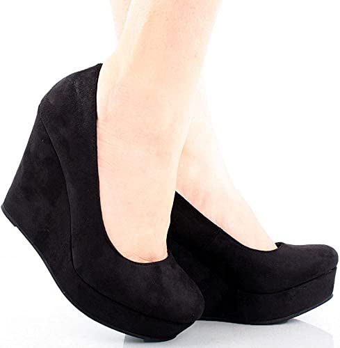 Soda Beer ~ Women's Round Toe High Platform Wedge Shoes4