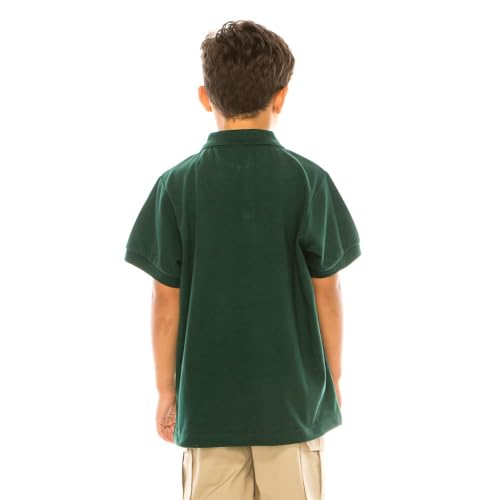 Image of unik Boy's Premium Quality Pique Polo Uniform Shirt Short Sleeve White Sky Blue Navy Hunter Green Burgundy Black Red