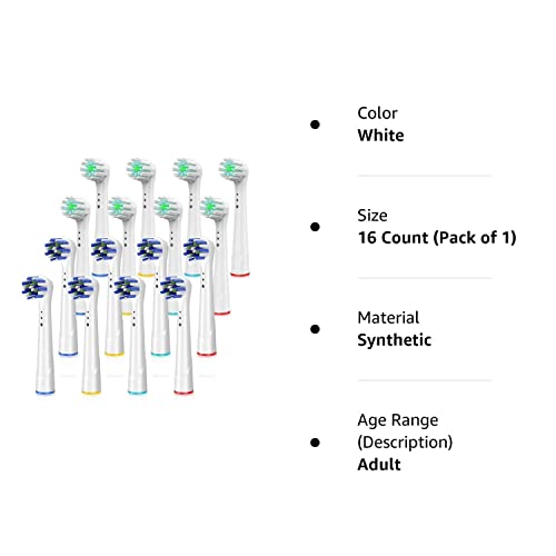 Replacement Toothbrush Heads For Oral B Braun, 16 Pack Professional Electric Toothbrush Heads, Precision Clean Brush Heads Refill Compatible With Oral-B 7000/Pro 1000/9600/ 5000/3000/8000 (16 Pack) #TOP7