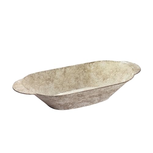 Vintage Metal Decorative Trough Tray, Distressed Gray, Rustic Farmhouse Style